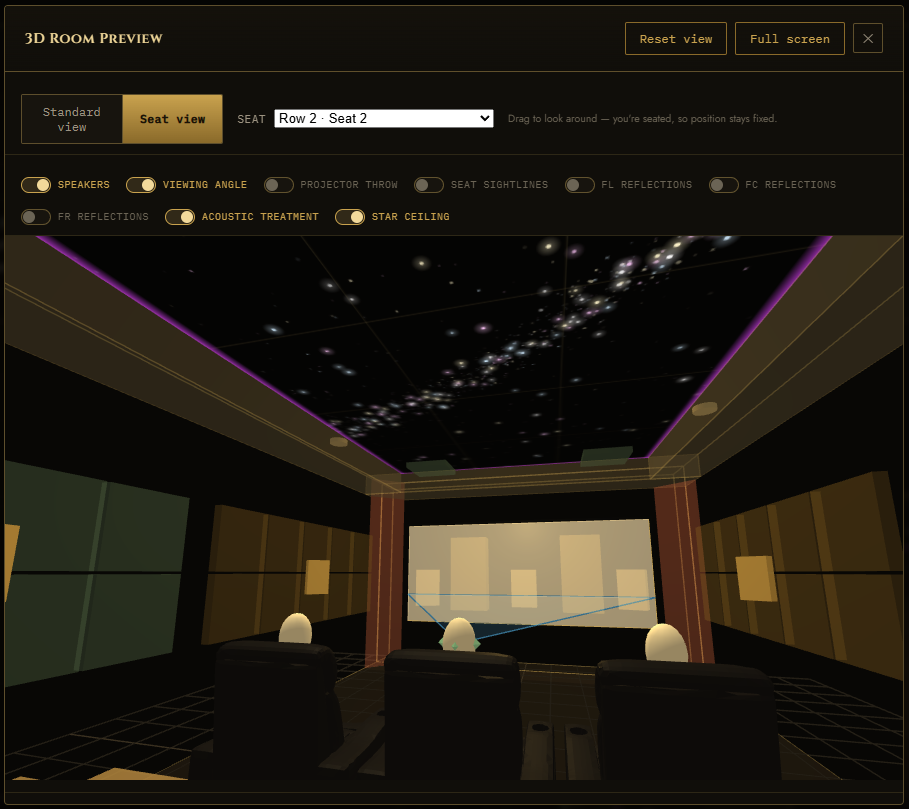 Seat View — 3D Room Preview