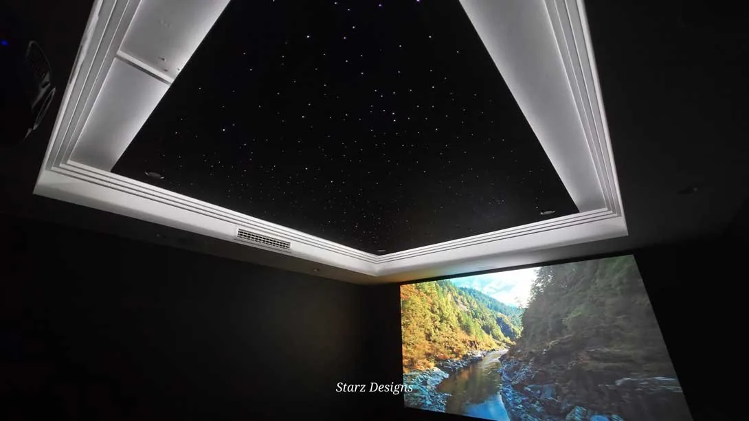 Private home cinema beneath a starfield